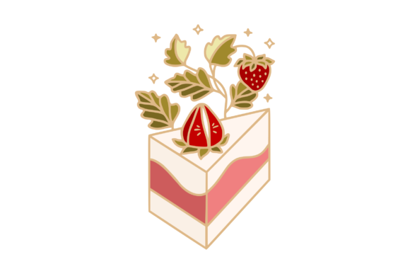 Cute Strawberry Cheesecake Design Elements