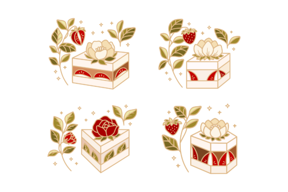 Nature's Sweetness: Blending Roses, Peonies, and Strawberry Cake in Design