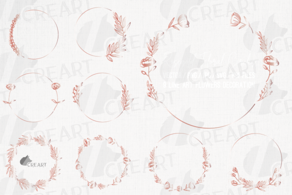 Rose Gold Floral Circle Clip Art Essentials