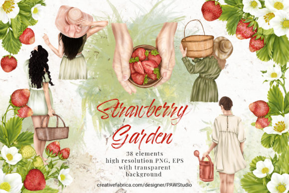 The Summer Strawberry Clipart Garden Collection