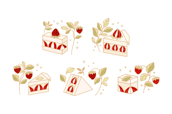 Unlock Creativity with a Hand Drawn Strawberry Cake Set